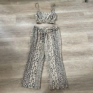 Two piece animal print beach wear set